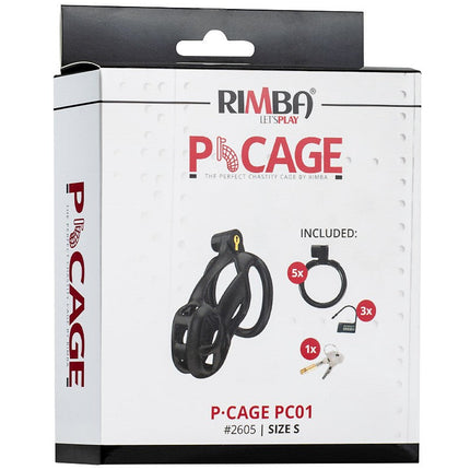 Rimba Toys - P-Cage PC01 - Kunststof Kuisheidskooi - Peniskooi - Chastity - Zwart - Verkrijgbaar in 3 maten-Erotiekvoordeel.nl