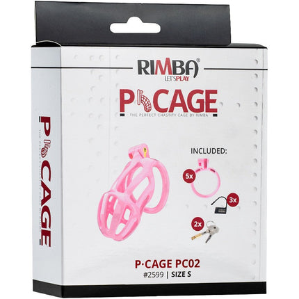 Rimba Toys - P-Cage PC02 - Kunststof Kuisheidskooi - Peniskooi - Chastity - Roze - Verkrijgbaar in 3 maten-Erotiekvoordeel.nl