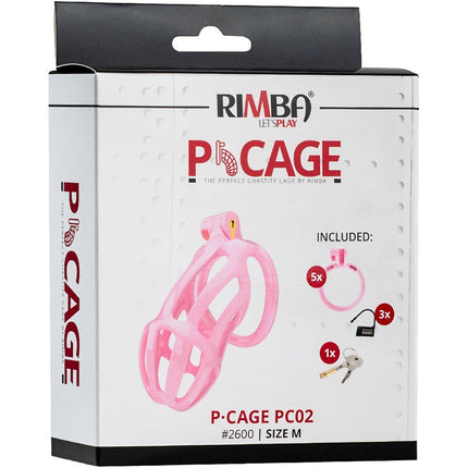 Rimba Toys - P-Cage PC02 - Kunststof Kuisheidskooi - Peniskooi - Chastity - Roze - Verkrijgbaar in 3 maten-Erotiekvoordeel.nl