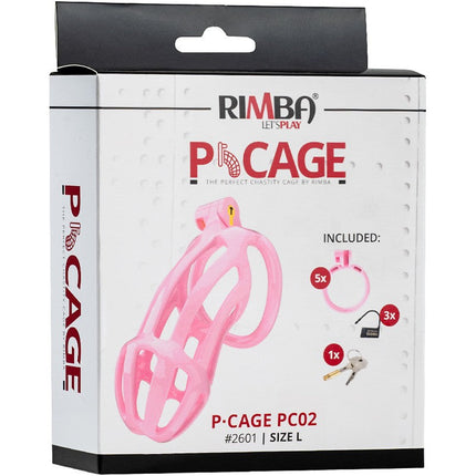 Rimba Toys - P-Cage PC02 - Kunststof Kuisheidskooi - Peniskooi - Chastity - Roze - Verkrijgbaar in 3 maten-Erotiekvoordeel.nl