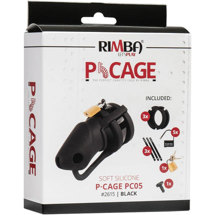 Rimba Toys - P-Cage PC05 - Siliconen Kuisheidskooi - Peniskooi - Chastity - Zwart-Erotiekvoordeel.nl