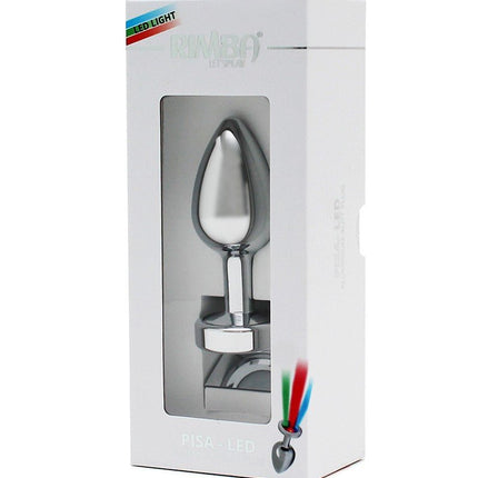Rimba Toys RVS Buttplug met LED verlichting PISA - zilver-Erotiekvoordeel.nl