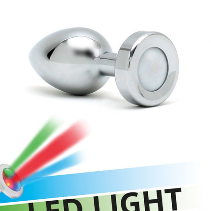 Rimba Toys RVS Buttplug met LED verlichting PISA - zilver-Erotiekvoordeel.nl