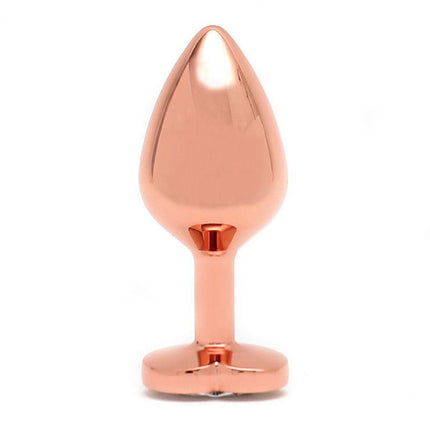 Rimba Toys Rosé Gouden Aluminium Buttplug met Hartvormig Kristal-Erotiekvoordeel.nl