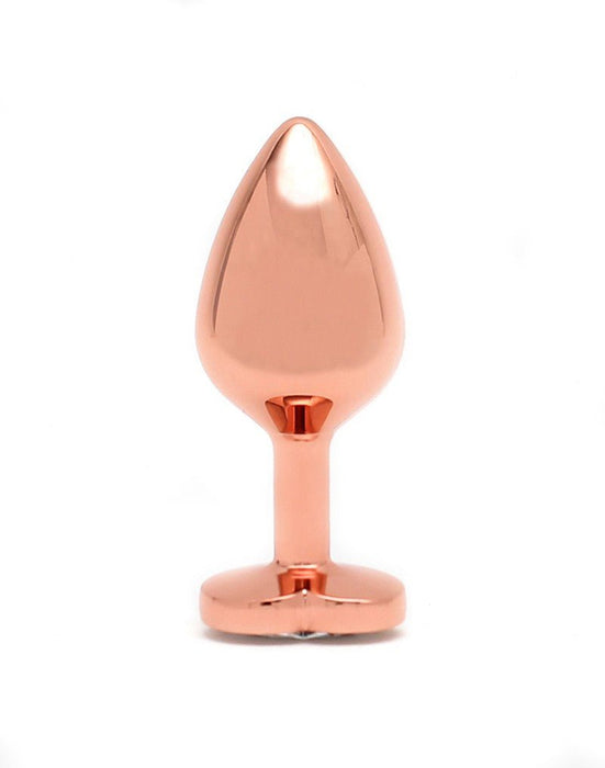 Rimba Toys Rosé Gouden Aluminium Buttplug met Hartvormig Kristal-Erotiekvoordeel.nl