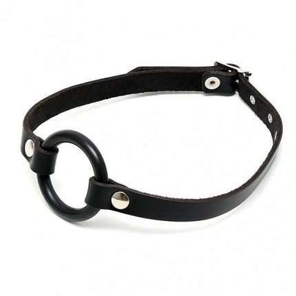 Ring gag van leer - zwart - Erotiekvoordeel.nl
