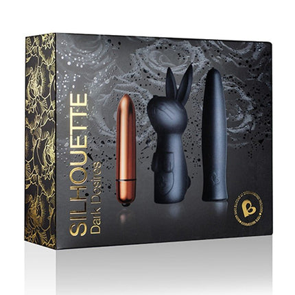 Rocks-Off Truly Dark Desires Set Mini Vibrator met Opzetstukken - zwart/goud - Erotiekvoordeel.nl