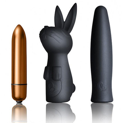 Rocks-Off Truly Dark Desires Set Mini Vibrator met Opzetstukken - zwart/goud - Erotiekvoordeel.nl