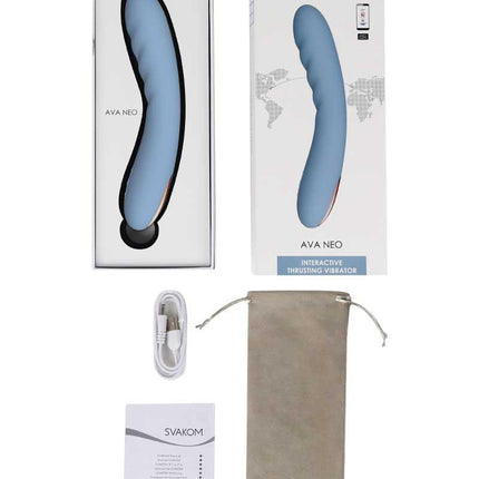 SVAKOM - Ava Neo - Stotende Vibrator - Thrusting Vibrator - Met App Control - Lichtblauw-Erotiekvoordeel.nl