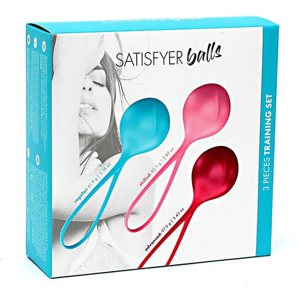 Satisfyer Bekkenbodem Trainer Kegel Balls set van 3 - rood - roze - blauw - beginner - Erotiekvoordeel.nl