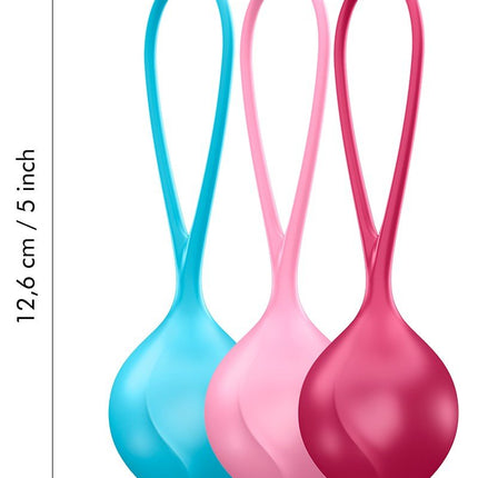 Satisfyer Bekkenbodem Trainer Kegel Balls set van 3 - rood - roze - blauw - beginner - Erotiekvoordeel.nl