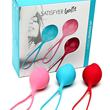 Satisfyer Bekkenbodem Trainer Kegel Balls set van 3 - rood - roze - blauw - beginner - Erotiekvoordeel.nl