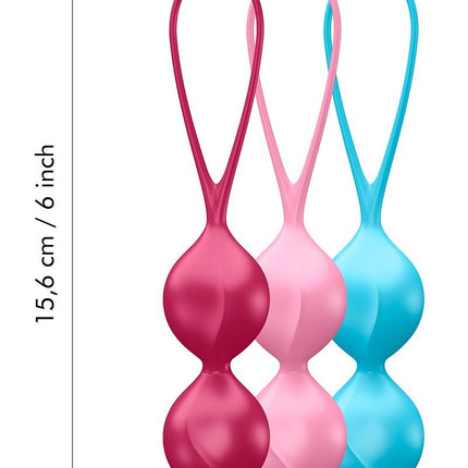 Satisfyer Bekkenbodem Trainer Kegel Balls set van 3 - rood - roze - blauw - gevorderd - Erotiekvoordeel.nl