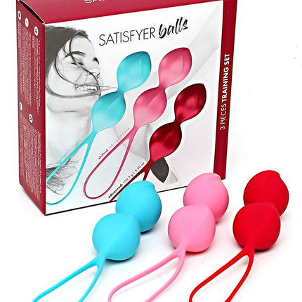 Satisfyer Bekkenbodem Trainer Kegel Balls set van 3 - rood - roze - blauw - gevorderd - Erotiekvoordeel.nl