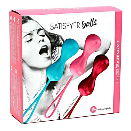 Satisfyer Bekkenbodem Trainer Kegel Balls set van 3 - rood - roze - blauw - medium - Erotiekvoordeel.nl