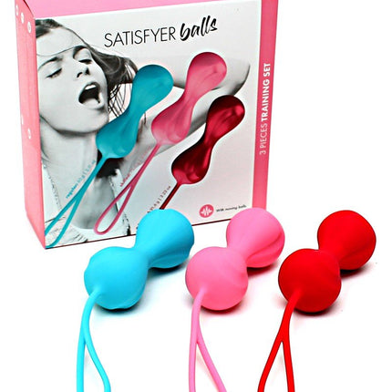 Satisfyer Bekkenbodem Trainer Kegel Balls set van 3 - rood - roze - blauw - medium - Erotiekvoordeel.nl