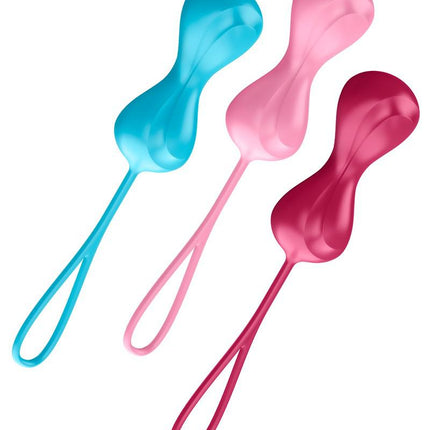 Satisfyer Bekkenbodem Trainer Kegel Balls set van 3 - rood - roze - blauw - medium - Erotiekvoordeel.nl