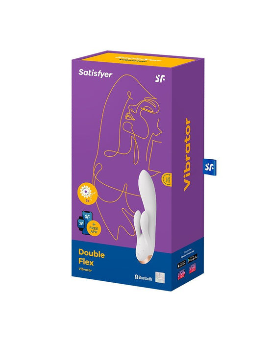 Satisfyer Double Flex Rabbit Tarzan Vibrator met APP control - wit-Erotiekvoordeel.nl