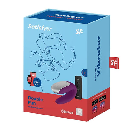 Satisfyer Double Fun Luxe Partner Vibrator met APP Control - paars- Erotiekvoordeel.nl