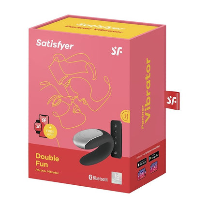 Satisfyer Double Fun Luxe Partner Vibrator met APP Control - zwart- Erotiekvoordeel.nl