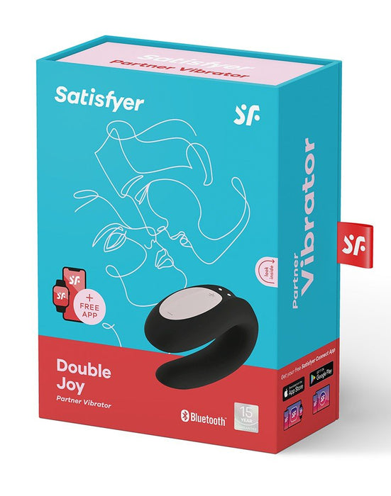 Satisfyer Double Joy Zwart Met app en Bluetooth Partner Vibrator