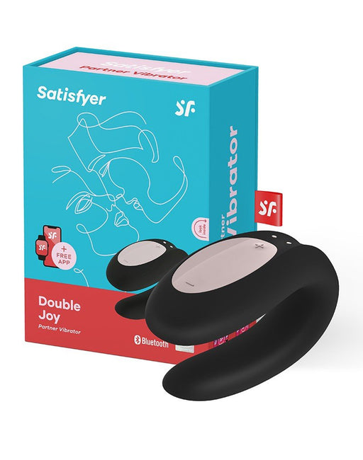 Satisfyer Double Joy Zwart Met app en Bluetooth Partner Vibrator- Erotiekvoordeel.nl