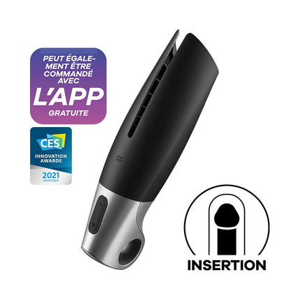 Satisfyer - Power Masturbator Met App Control - Zwart/Zilver-Erotiekvoordeel.nl
