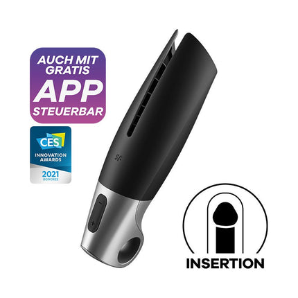 Satisfyer - Power Masturbator Met App Control - Zwart/Zilver-Erotiekvoordeel.nl