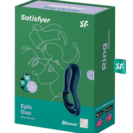 Satisfyer Vibrerende Cockring met Partner Stimulator | Koppel Vibrator EPIC DUO - blauw-Erotiekvoordeel.nl