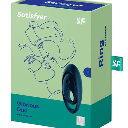 Satisfyer Vibrerende Cockring met Partner Stimulator | Koppel Vibrator GLORIOUS DUO - blauw-Erotiekvoordeel.nl
