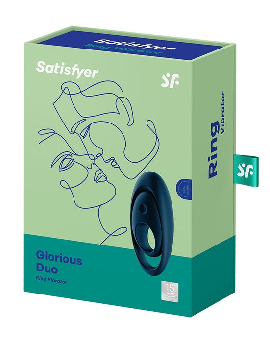Satisfyer Vibrerende Cockring met Partner Stimulator | Koppel Vibrator GLORIOUS DUO - blauw-Erotiekvoordeel.nl