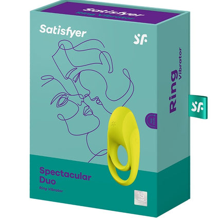 Satisfyer Vibrerende Cockring met Partner Stimulator | Koppel Vibrator SPECTACULAR DUO - geel-Erotiekvoordeel.nl