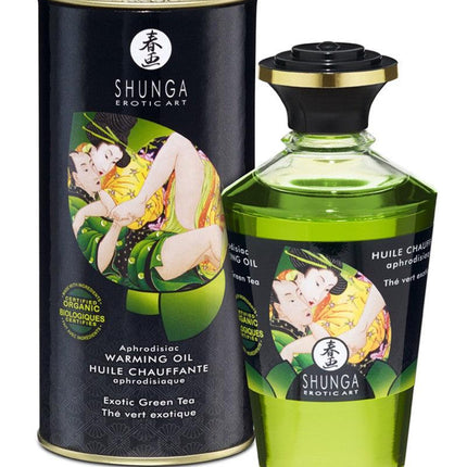 Shunga Aphrodisiac Warming Oil Green Tea - Erotiekvoordeel.nl