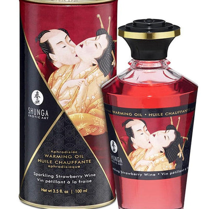 Shunga Aphrodisiac Warming Oil Strawberry Wine - Erotiekvoordeel.nl