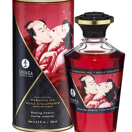 Shunga Aphrodisiac Warming Oil Blazing Cherry - Erotiekvoordeel.nl