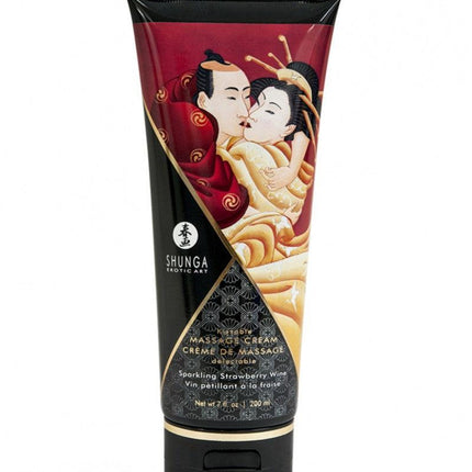 Shunga Kissable Massage Cream Sparkling Strawberry Wine - Erotiekvoordeel.nl