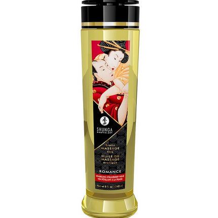 Shunga Massageolie Romance Sparkling Strawberry - 240 ml - Erotiekvoordeel.nl