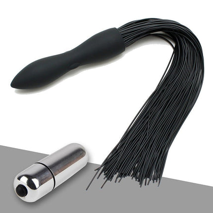 Siliconen Flogger Zweep met Vibrerende Dildo-Erotiekvoordeel.nl