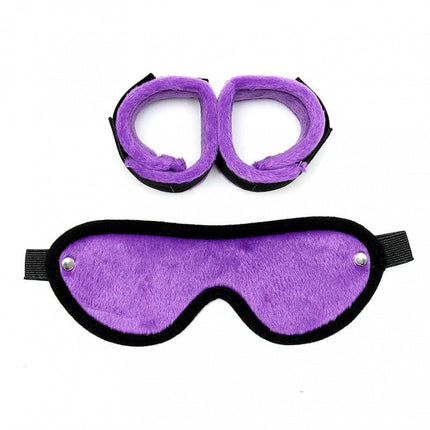 Soft Bondage boeien met masker - zwart/paars - Erotiekvoordeel.nl