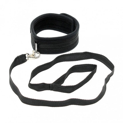 Rimba Soft Bondage halsband met leidsel - zwart - Erotiekvoordeel.nl