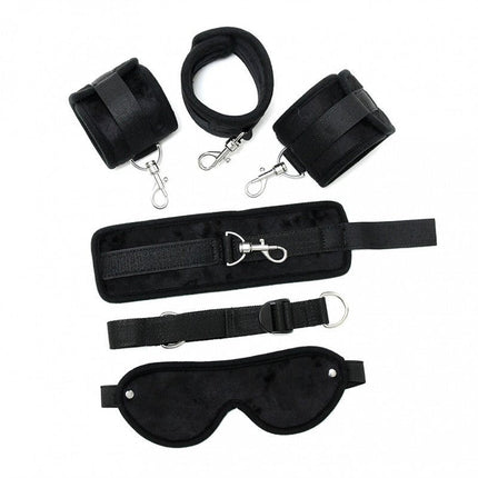 Soft Bondageset Hand/Enkels met band en blinddoek - zwart - Erotiekvoordeel.nl