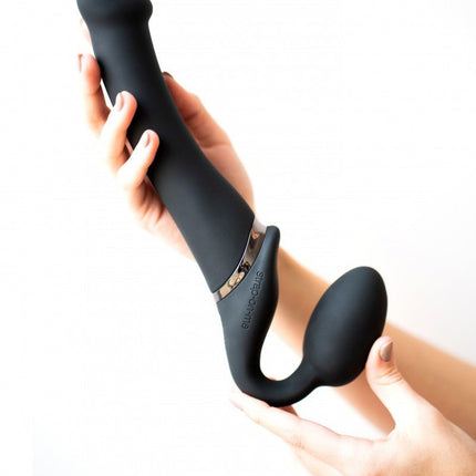 Strap-On-Me Vibrerende Strapless Strapon | Voorbinddildo met 3 motoren - zwart-Erotiekvoordeel.nl