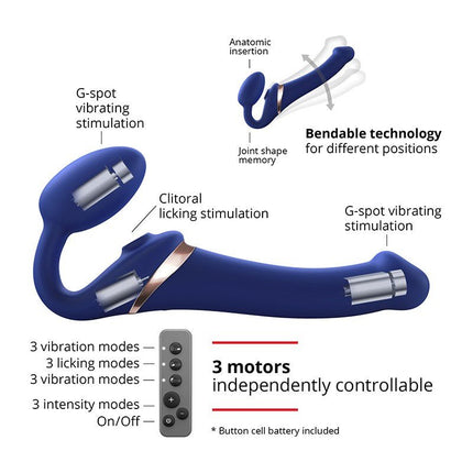 Strap-On-Me Vibrerende Strapless Voorbinddildo met luchtdruk stimulatie - paars-Erotiekvoordeel.nl