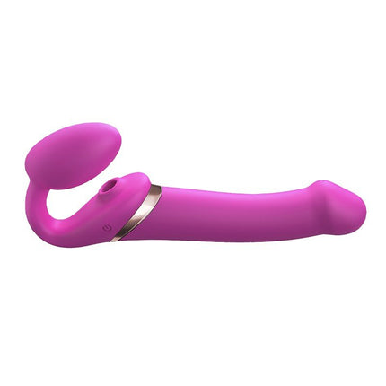 Strap-On-Me Vibrerende Strapless Voorbinddildo met luchtdruk stimulatie - roze-Erotiekvoordeel.nl