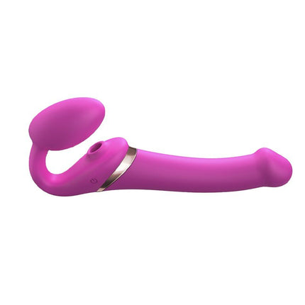 Strap-On-Me Vibrerende Strapless Voorbinddildo met luchtdruk stimulatie - roze-Erotiekvoordeel.nl