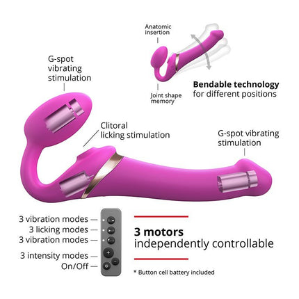 Strap-On-Me Vibrerende Strapless Voorbinddildo met luchtdruk stimulatie - roze-Erotiekvoordeel.nl