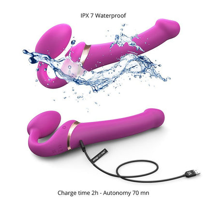Strap-On-Me Vibrerende Strapless Voorbinddildo met luchtdruk stimulatie - roze-Erotiekvoordeel.nl