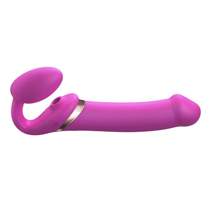 Strap-On-Me Vibrerende Strapless Voorbinddildo met luchtdruk stimulatie - roze-Erotiekvoordeel.nl