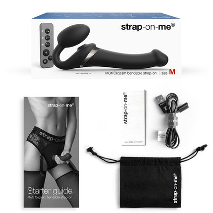Strap-On-Me Vibrerende Strapless Voorbinddildo met luchtdruk stimulatie - zwart-Erotiekvoordeel.nl