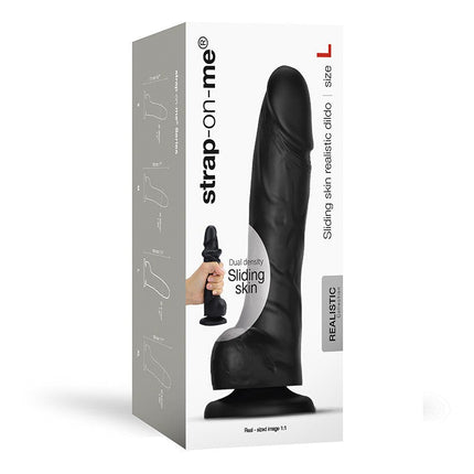 Strap-On-Me - Sliding Skin Realistische Dildo - Zwart-Erotiekvoordeel.nl